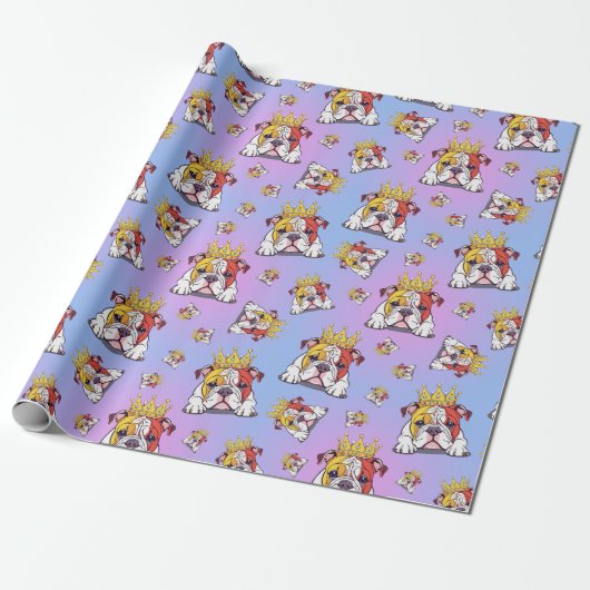 Bulldog pattern cadeaupapier (Uitgerold)