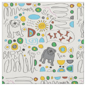 Bulldog Pattern Fabric Stof (Close Up)