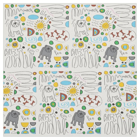 Bulldog Pattern Fabric Stof (Swatch)
