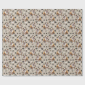 Bulldog Paw Print en Bone Pattern Cadeaupapier (Vlak)