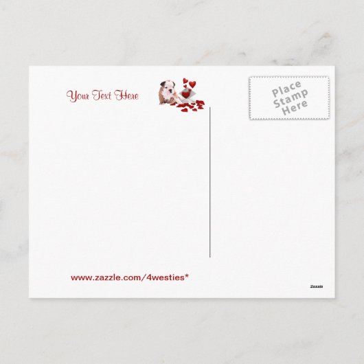 Bulldog Pawsitively Wonderful Valentijnsdag Wish Feestdagenkaart (Achterkant)