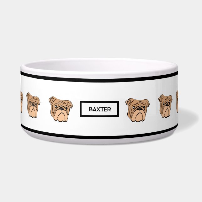 Bulldog Pet Bowl voor honden - Bruin Voerbakje (Voorkant)