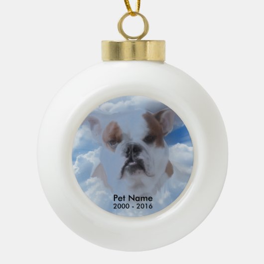 Bulldog Pet met Heaven Clouds Keramische Bal Ornament (Voorkant)