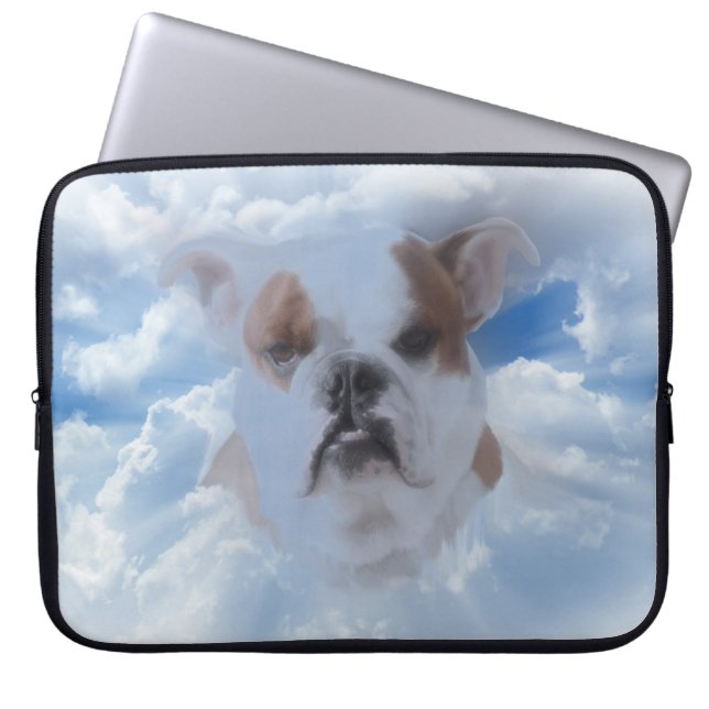 Bulldog Pet met Heaven Clouds Laptop Sleeve (Voorkant)