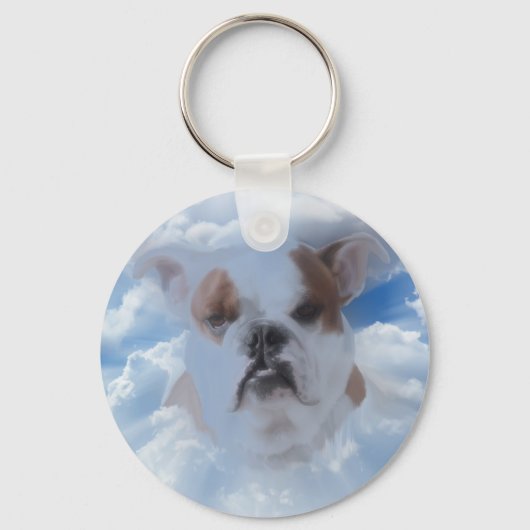 Bulldog Pet met Heaven Clouds Sleutelhanger (Voorkant)