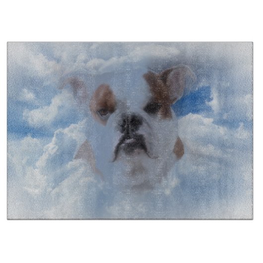 Bulldog Pet met Heaven Clouds Snijplank (Voorkant)