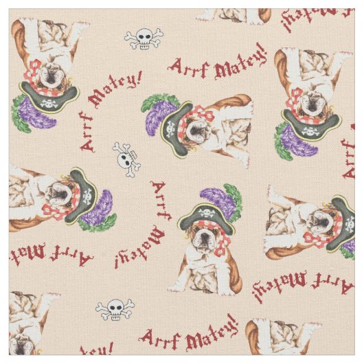Bulldog Pirate Fabric Stof (Close Up)