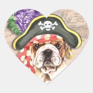 Bulldog Pirate Hart Sticker