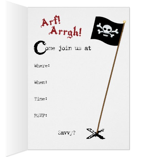 Bulldog Pirate Invitation (Binnen (Rechts))