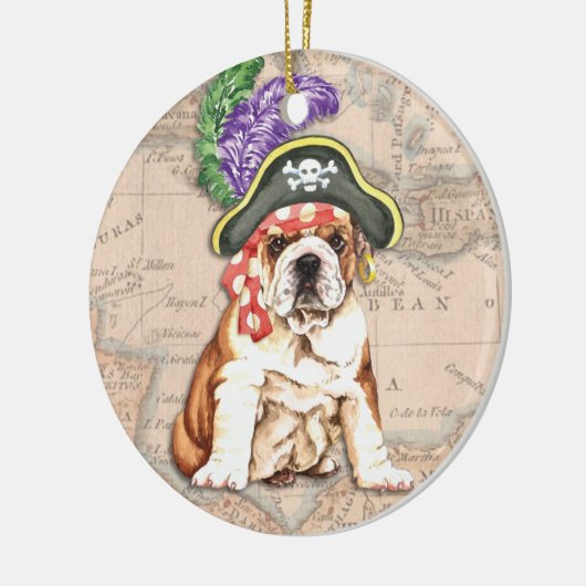 Bulldog Pirate Keramisch Ornament (Links)