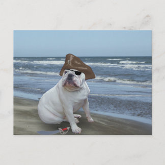 Bulldog Pirate op het strand Briefkaart
