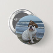 Bulldog Pirate op het strand Ronde Button 5,7 Cm (Voorkant /achterkant)