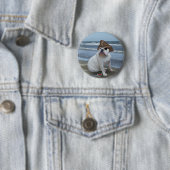 Bulldog Pirate op het strand Ronde Button 5,7 Cm (In situ)