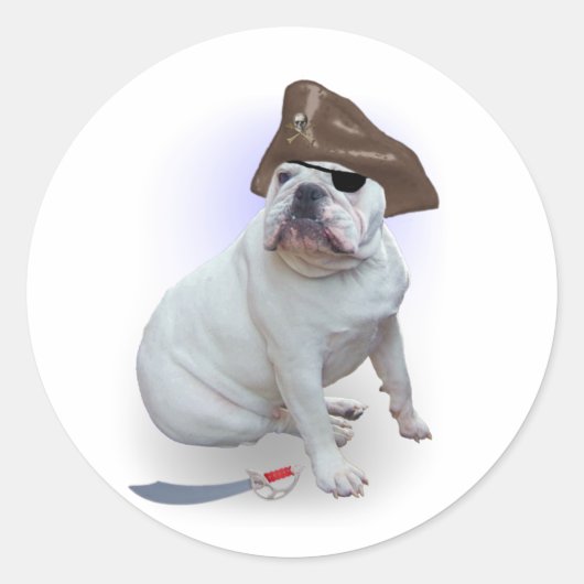 Bulldog Pirate Ronde Sticker (Voorkant)