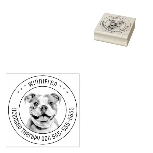 Bulldog Pit Bull Dog Pet Foto Rond Rubberstempel (Gestempeld)