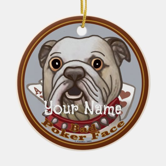 Bulldog Poker Face Keramisch Ornament (Voorkant)