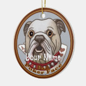Bulldog Poker Face Keramisch Ornament (Links)