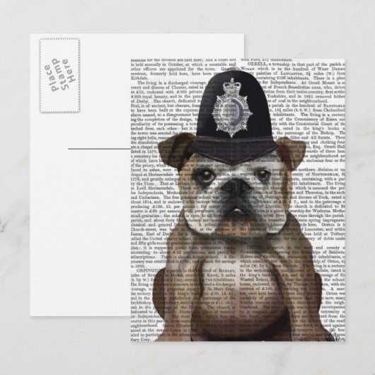 Bulldog Policeman Briefkaart (Voorkant / Achterkant)