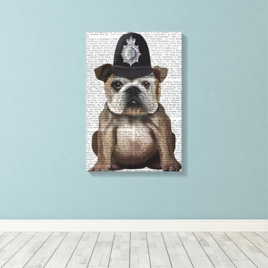 Bulldog Policeman Canvas Afdruk (Insitu (Houten vloer))