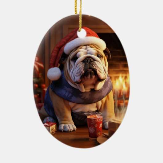 Bulldog Politie Liefhebber Pet Ornament Memorial G (Achterkant)