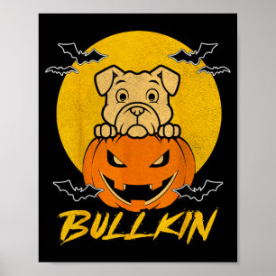 Bulldog Pompoen Bullkin Grappige Halloween Hond Li Poster