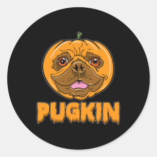 Bulldog pompoen franse pugkin halloween ronde sticker