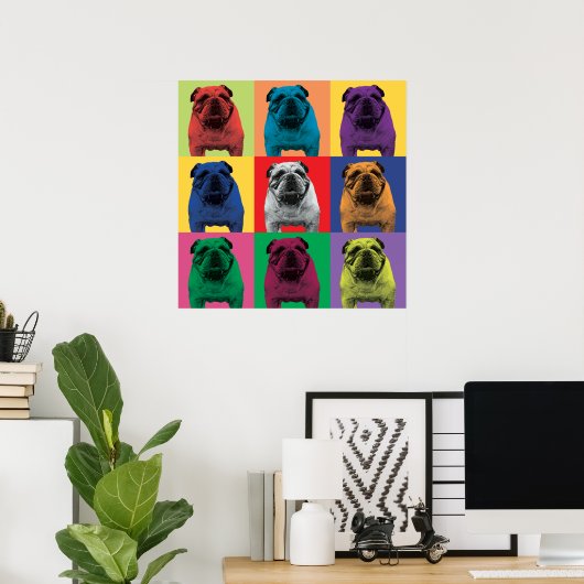 Bulldog Pop-Art Poster (Thuiskantoor)