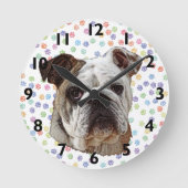 Bulldog Portrait Clock Ronde Klok (Voorkant)