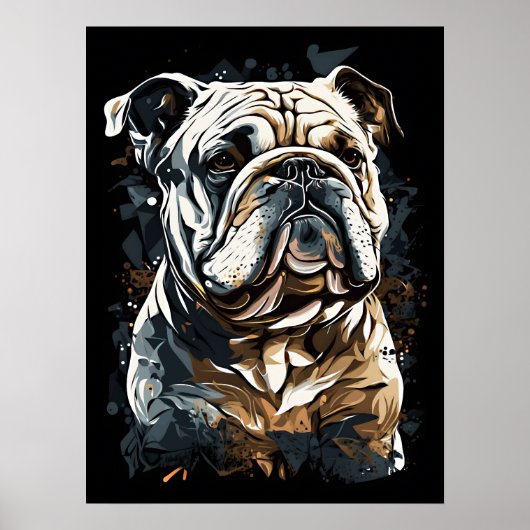 Bulldog Portret abstract Canvas afdrukken Poster (Voorkant)