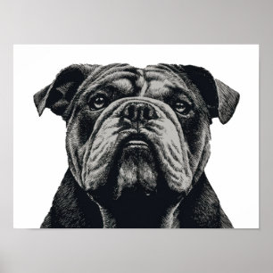 Bulldog Portret – Illustratie van een Antieke Hond Poster