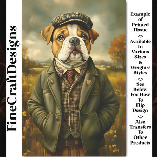 Bulldog Portret, Landelijk Landschap CH2 Découpage Tissuepapier