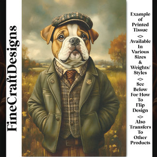 Bulldog Portret, Landelijk Landschap CH2 Découpage Tissuepapier
