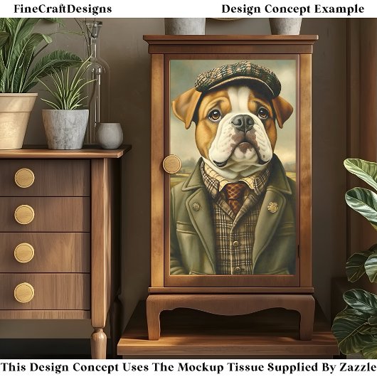 Bulldog Portret, Landschap CH2 Decoupage Tissuepapier