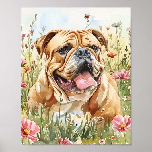 Bulldog Poster afdrukbare Wall Art Decor (Voorkant)