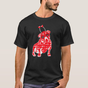 Bulldog Pset Heart Pattern Dog Headband Heart Val T-shirt