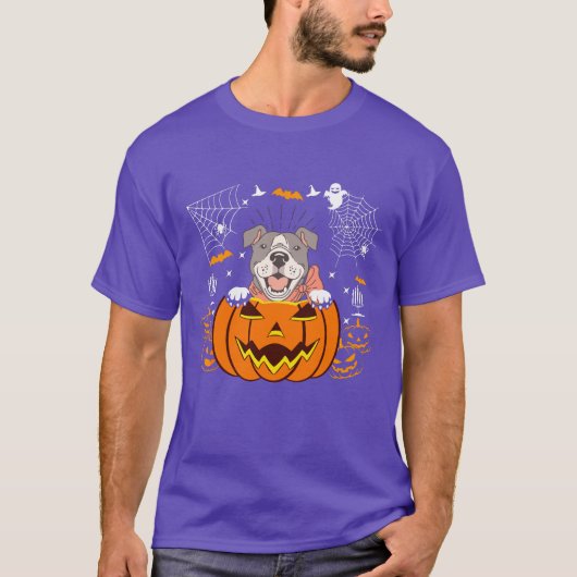 Bulldog Pumpkin Grappig Halloween Kostuum voor Hon T-shirt (Voorkant)