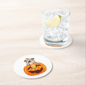 Bulldog Pumpkin Ronde Kartonnen Onderzetter (Insitu)