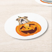 Bulldog Pumpkin Ronde Kartonnen Onderzetter (Gebogen)