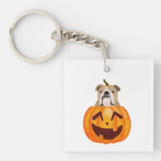 Bulldog Pumpkin Sleutelhanger (voorkant)