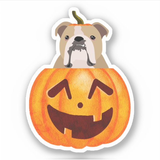 Bulldog Pumpkin Sticker (Voorkant)