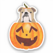 Bulldog Pumpkin-Sticker Sticker (Voorkant)