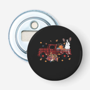 Bulldog Pumpkin Truck Thanksgiving Halloween Gift Button Flesopener