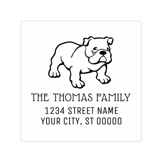 Bulldog Puppies Hond Naam Retouradres Zelfinktende Stempel (Design)