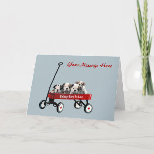 Bulldog Puppies in het Wenskaart van de wagen Feestdagen Kaart