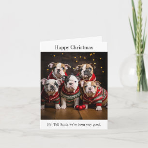 Bulldog Puppies in Kersttruien Kaart
