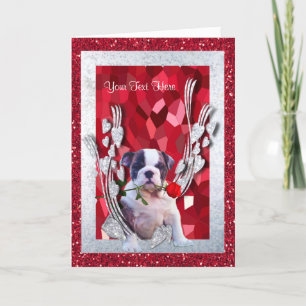 Bulldog Puppy Aanpassen IT Valentijn Versie 3 Feestdagen Kaart