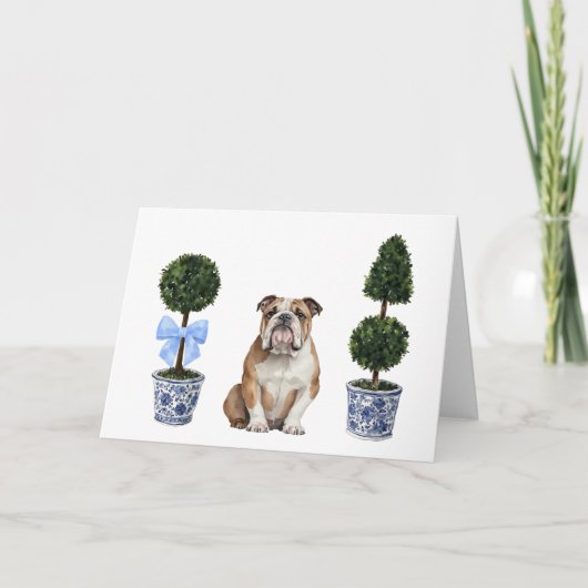 Bulldog Puppy Dog Waterverf Kaart (Voorkant)