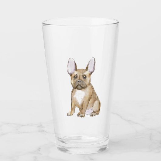 Bulldog puppy french glas (Voorkant)