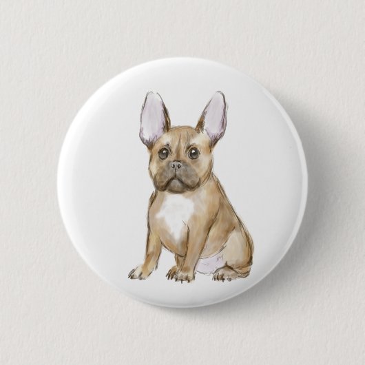 Bulldog puppy french ronde button 5,7 cm (Voorkant)
