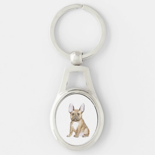 Bulldog puppy french sleutelhanger (Voorkant)